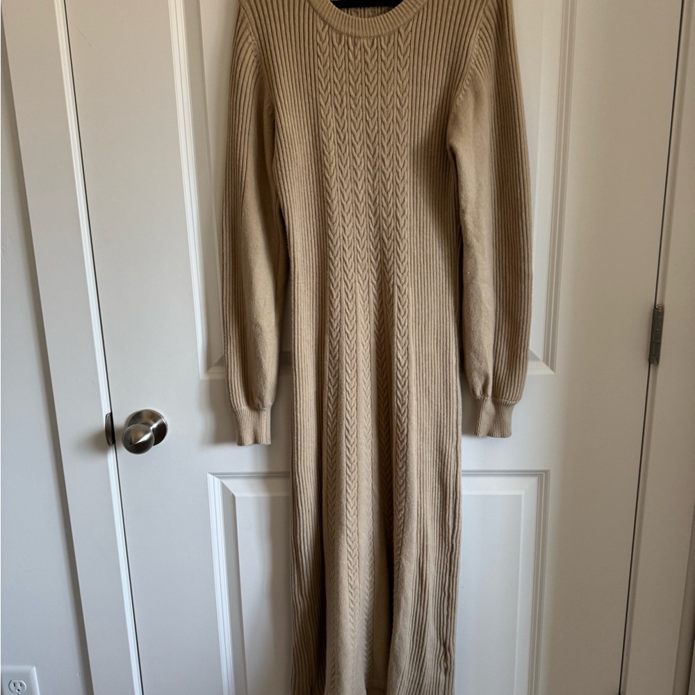 Roolee Tan Sweater Midi Dress